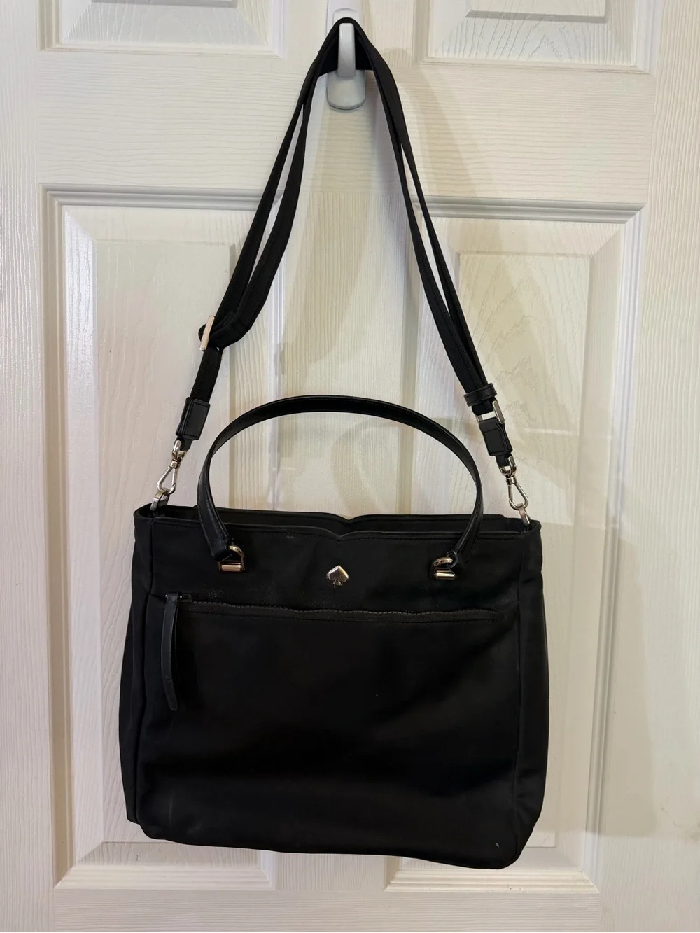 Black Kate Spade Women’s Tote Bag with Top Handles and Adjustable Strap